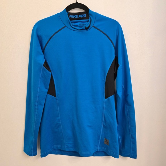 Nike Other - Nike Pro Dri-FIT Mens Blue Long Sleeve Mock Neck Fitted Compression Shirt Medium